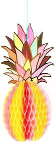 img 2 attached to 🍍 Vibrant Paper Pineapple Honeycomb Hanging Decor Set for Tropical Hawaiian Luau Party, Wedding Home Decor & Favors - Includes 3 Multicolored Pieces