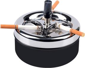 img 1 attached to 🔘 Premium Stainless Steel Spinning Tabletop Cigarette Ashtray: A Classy Solution for Ash Disposal