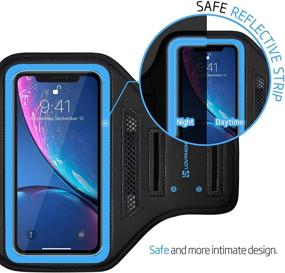 img 2 attached to 🏃 LOVPHONE iPhone 13 Mini/iPhone 12 Mini/iPhone 11 Pro/iPhone X/XS Armband - Sport Running Exercise Gym Case with Key Holder, Card Slot, Fingerprint Sensor Access & Sweat-Proof (Blue)