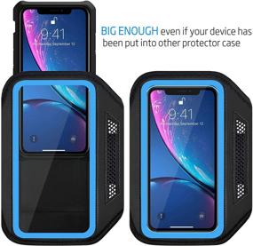 img 1 attached to 🏃 LOVPHONE iPhone 13 Mini/iPhone 12 Mini/iPhone 11 Pro/iPhone X/XS Armband - Sport Running Exercise Gym Case with Key Holder, Card Slot, Fingerprint Sensor Access & Sweat-Proof (Blue)