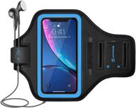 🏃 lovphone iphone 13 mini/iphone 12 mini/iphone 11 pro/iphone x/xs armband - sport running exercise gym case with key holder, card slot, fingerprint sensor access & sweat-proof (blue) logo