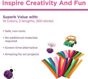 img 3 attached to 🌈 Purple Ladybug Wax Craft Sticks for Kids: 15 Vibrant Colors, 2 Lengths - 6 Inch Regular & 12 Inch Extra Long, 150 Each - Flexible Sticky Yarn Stix in Bulk - Engaging Art & Crafts Activity for Travel or Home