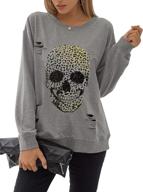 👕 blooming jelly women's crewneck sweatshirt | skull graphic long sleeve top pullover | oversized sweaters for women логотип