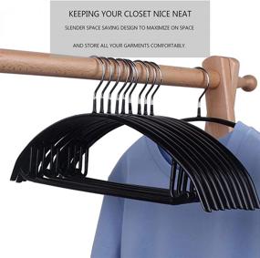 img 4 attached to 🧥 PJJXMY Rubber Coated Metal Clothes Hanger: No Bumps, Space Saving & Heavy Duty (Black, Pack of 10)