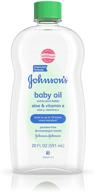 johnson's baby oil with aloe vera & vitamin e: hydrating formula, 20 fl oz (pack of 3) logo