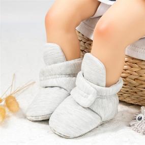 img 2 attached to Sawimlgy Cotton Booties: Stay-On Baby Girl Boy Sock Slippers with Non-Skid Grippers - Soft, Warm Ankle Boots for Toddlers & Infants - Perfect First Walker Gift for Birthday or Shower!