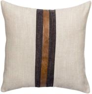 🏡 carlota farmhouse decorative outdoor throw pillow covers: brown faux leather accent for couch, sofa, bed - modern décor pillow case (18x18 inch, beige) logo