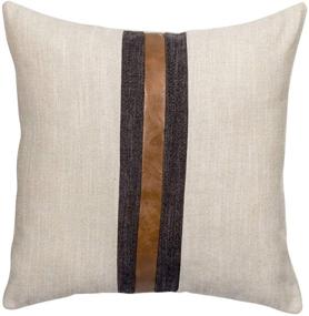 img 4 attached to 🏡 CARLOTA Farmhouse Decorative Outdoor Throw Pillow Covers: Brown Faux Leather Accent for Couch, Sofa, Bed - Modern Décor Pillow Case (18x18 Inch, Beige)