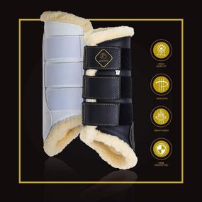 img 2 attached to 🐴 Fleece-Lined Faux Leather Woof Brushing Boots for Training, Jumping, Riding, and Eventing - Kavallerie Dressage Horses Boots: Breathable, Lightweight, and Impact-Absorbing Wrap with Quick Wear