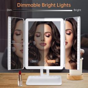 img 2 attached to 💄 Enhance Your Beauty Routine with the Rechargeable Trifold Vanity Makeup Mirror featuring 3 Color Light, Multiple Magnifications, and 90° Rotation