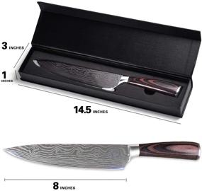 img 1 attached to Masterfully Crafted Professional Chef Knife: 8 Inch Pro Kitchen Knife with German High Carbon Stainless Steel Blade and Ergonomic Handle