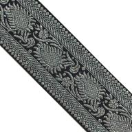 🎀 jl 421 jacquard metallic silver leaf border black ribbon trim 1-5/8" (41mm) – 5 yards diy sewing crafting home decor, wedding, gift wrapping logo