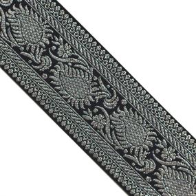 img 2 attached to 🎀 JL 421 Jacquard Metallic Silver Leaf Border Black Ribbon Trim 1-5/8" (41mm) – 5 Yards DIY Sewing Crafting Home Decor, Wedding, Gift Wrapping