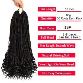 img 2 attached to 👩 Versatile Synthetic Hair Extensions: Box Braids Crochet Hair for Black Women - Curly Ends & Senegalese Twist - 18 Inch, 5 Packs (1B)