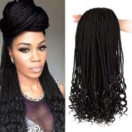 👩 versatile synthetic hair extensions: box braids crochet hair for black women - curly ends & senegalese twist - 18 inch, 5 packs (1b) logo