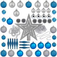 emopeak 49ct christmas balls ornaments set, assorted shatterproof xmas decorations gift set baubles (lake blue, 1.58''/2.36'') logo