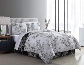 img 4 attached to 🌿 Stylish VCNY Home Leaf Collection Comforter Set: Soft & Cozy Bedding with Chic Design, Machine Washable, King, Black/White