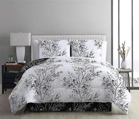 img 2 attached to 🌿 Stylish VCNY Home Leaf Collection Comforter Set: Soft & Cozy Bedding with Chic Design, Machine Washable, King, Black/White