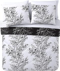 img 3 attached to 🌿 Stylish VCNY Home Leaf Collection Comforter Set: Soft & Cozy Bedding with Chic Design, Machine Washable, King, Black/White