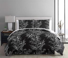 img 1 attached to 🌿 Stylish VCNY Home Leaf Collection Comforter Set: Soft & Cozy Bedding with Chic Design, Machine Washable, King, Black/White