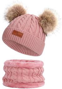 img 4 attached to 🧣 Warm & Stylish Winter Knitted Hat Set for Girls - ACTLATI Children's Removable Cold Weather Accessories