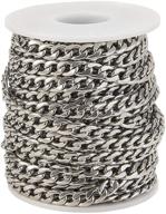 🔗 airssory 33ft hypoallergenic 304 stainless steel twisted cuban curb chains: perfect for diy jewelry making - 9x6mm, unwelded, with spool roll logo