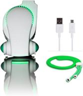 👶 led lights portable baby stroller fan - clip on cool on the go fan - versatile hands-free personal cooling device/usb fan - bladeless compact desk fan in white/green logo