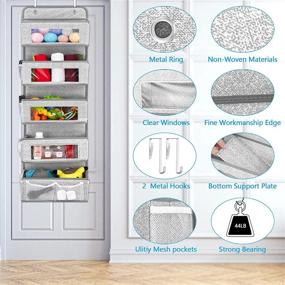 img 2 attached to Clear Over the Door Hanging Organizer with 17 Large Pockets - Nursery, Closet, Bathroom, Kitchen, and Dorm Wall Mount Door Storage for Bedroom - Cabinet & Closet Organizer with Clear Windows (Light Gray)