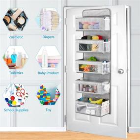 img 3 attached to Clear Over the Door Hanging Organizer with 17 Large Pockets - Nursery, Closet, Bathroom, Kitchen, and Dorm Wall Mount Door Storage for Bedroom - Cabinet & Closet Organizer with Clear Windows (Light Gray)