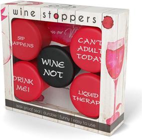 img 4 attached to 🍾 Air Nebula Silicone Wine Bottle Stoppers: 5-Pack Gift Box with Leak Proof Seal & Funny Sayings – Perfect Caps for Wine, Champagne, and Liquor Bottles