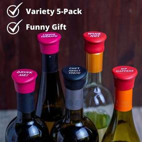 img 2 attached to 🍾 Air Nebula Silicone Wine Bottle Stoppers: 5-Pack Gift Box with Leak Proof Seal & Funny Sayings – Perfect Caps for Wine, Champagne, and Liquor Bottles