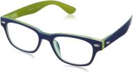 stylish peepers by peeperspecs bellissima square 👓 reading glasses in navy/green - size 49 + 1 logo