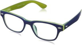 img 4 attached to Stylish Peepers by PeeperSpecs Bellissima Square 👓 Reading Glasses in Navy/Green - Size 49 + 1