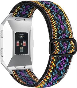 img 1 attached to 🏋️ StylishElf Stretchy Nylon Bands Compatible with Fitbit Ionic for Women and Men, Adjustable Breathable Fabric Sport Elastic Wristband for Fitbit Ionic Smart Watch