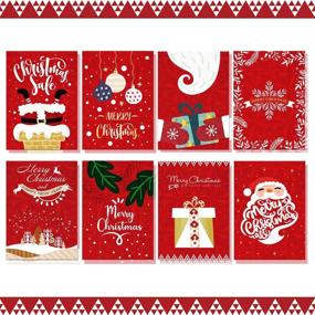 img 3 attached to WAVEJOE Boxed Christmas Cards Assortments 2021 with Holographic Holiday Greeting Card - Christmas Elements, 32 Cards with Envelopes, Stickers included - 8 Designs