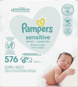 img 4 attached to Pampers Sensitive Baby Wipes, Hypoallergenic & Unscented, 8 Refill Packs (Tub Not Included), 72 Wipes Each, Pack of 8 (Packaging May Vary)