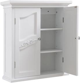 img 3 attached to Elegant Home Fashions Versailles Wall Mounted Cabinet - White, Bathroom & Kitchen Storage Space Saver with 2 Doors & Adjustable Shelves