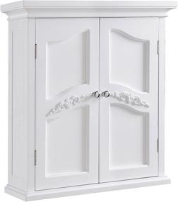 img 4 attached to Elegant Home Fashions Versailles Wall Mounted Cabinet - White, Bathroom & Kitchen Storage Space Saver with 2 Doors & Adjustable Shelves