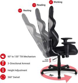 img 1 attached to Optimized for SEO: DXRacer OH/RAA106 Racing Series Ergonomic Computer Gaming Home Office Leather Desk Chair with Adjustable Lumbar Support, Swivel Base, Wheels, and Headrest – Standard Size, Black