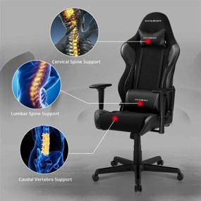 img 2 attached to Optimized for SEO: DXRacer OH/RAA106 Racing Series Ergonomic Computer Gaming Home Office Leather Desk Chair with Adjustable Lumbar Support, Swivel Base, Wheels, and Headrest – Standard Size, Black