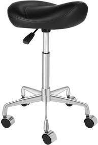 img 4 attached to Kaleurrier Ergonomic Swivel Saddle Stool with Wheels, Hydraulic Pneumatic Height Adjustable Lightweight Chair for Clinic Hair Salon Massage Lab Kitchen Home Office (Black, Backless)