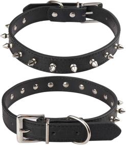 img 4 attached to 🐕 HOMEKNOBS Reflective Spiked Studded Dog Collar - Adjustable, Soft Leather Collar for Medium and Small Dogs, Cat