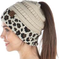 🎩 funky junque beanietail women's ponytail hat: messy bun skull cap - exclusive design logo