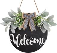 🪵 rustic wood welcome sign with wreath door hangers for farmhouse porch - wxboom（black） логотип