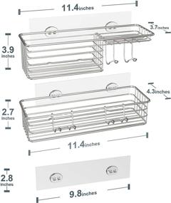 img 2 attached to SMARTAKE 2-Pack Shower Caddy: Wall-Mounted Bathroom Shelf with Soap Dish, Hooks & Adhesive - Rustproof 304 Stainless Steel, Silver