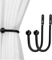 пара черных держателей для занавески vrss - простой винтажный стиль для вертикальных жалюзи (2 шт) логотип