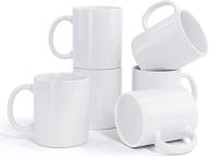 set of 6 porcelain sublimation mugs - farielyn-x 12 oz white coffee mugs for cappuccino, espresso, latte, cocoa, milk, tea | ceramic coffee cups with handles | classic drinking cups | diy mug gifts logo