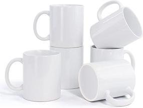 img 4 attached to Set of 6 Porcelain Sublimation Mugs - Farielyn-X 12 oz White Coffee Mugs for Cappuccino, Espresso, Latte, Cocoa, Milk, Tea | Ceramic Coffee Cups with Handles | Classic Drinking Cups | DIY Mug Gifts