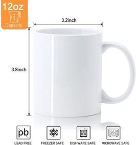 img 3 attached to Set of 6 Porcelain Sublimation Mugs - Farielyn-X 12 oz White Coffee Mugs for Cappuccino, Espresso, Latte, Cocoa, Milk, Tea | Ceramic Coffee Cups with Handles | Classic Drinking Cups | DIY Mug Gifts