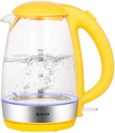 🍵 isiler 1500w electric kettle, 1.7 l tea kettle with led indicator, cordless glass hot water boiler, portable teapot heater auto shut-off & boil-dry protection bpa-free - yellow логотип